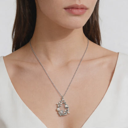 Enchanted Floral Halo Diamond Pendant Necklace